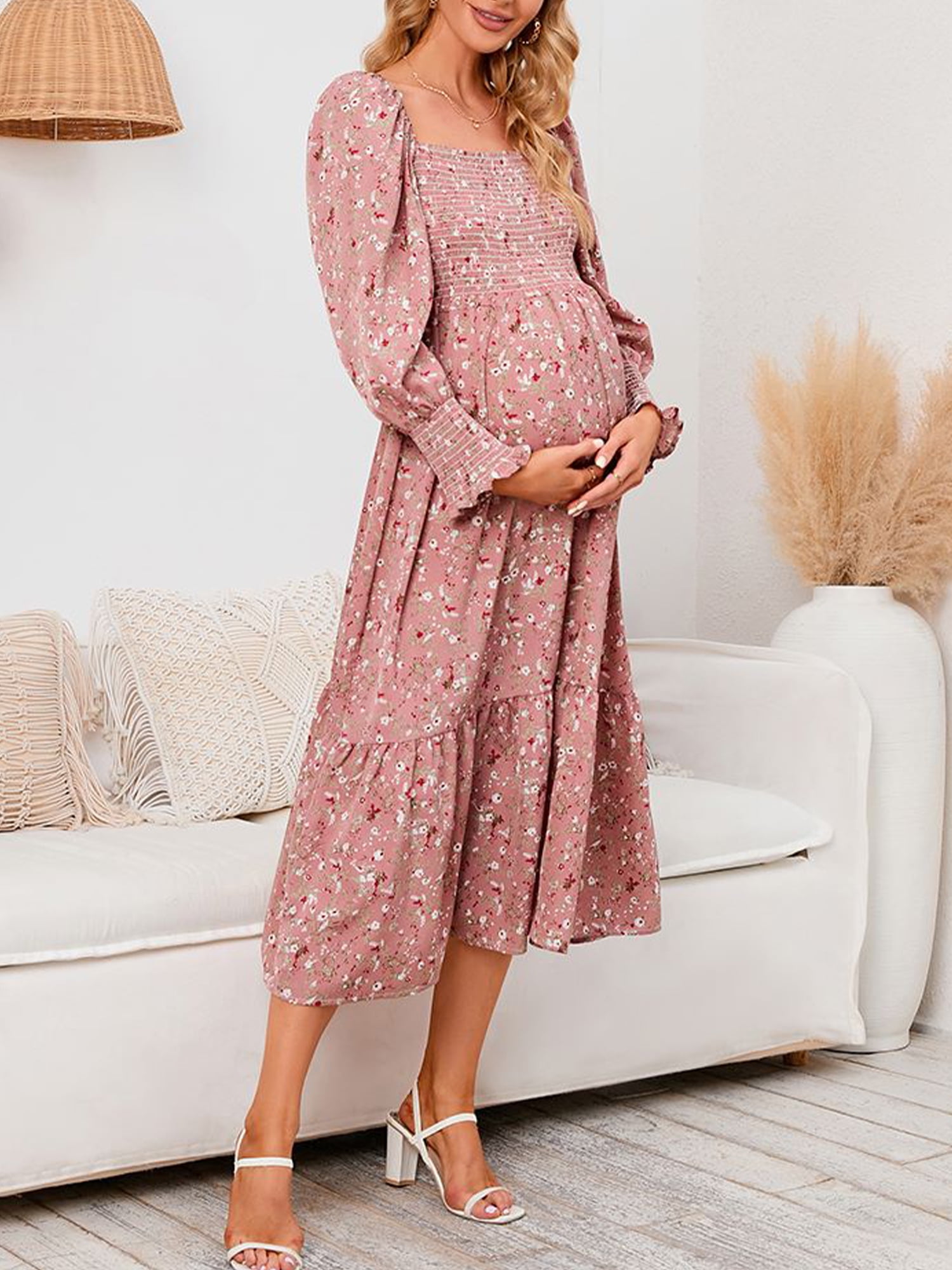 Bimba Maternity Floral Kaftan Nursing Night Gown,Front Buttons- Baby Shower  Gift - Walmart.com